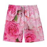 Peony And Rose Print Men's Swim Trunks