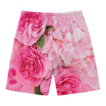 Peony And Rose Print Men's Swim Trunks