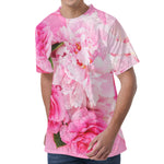 Peony And Rose Print Men's Velvet T-Shirt
