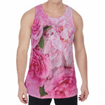 Peony And Rose Print Men's Velvet Tank Top