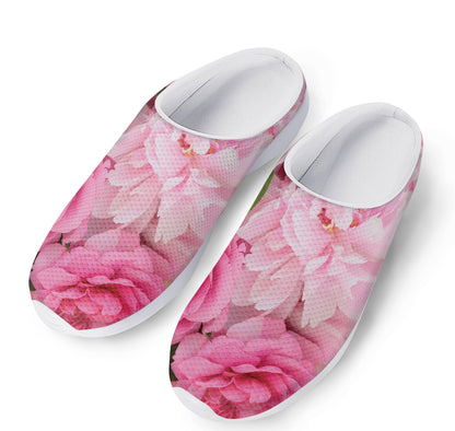 Peony And Rose Print Mesh Casual Shoes