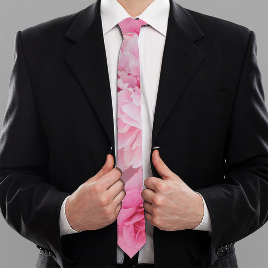 Peony And Rose Print Necktie