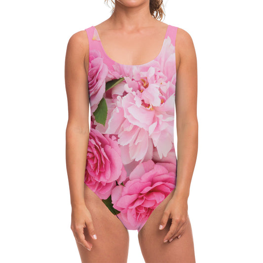 Peony And Rose Print One Piece Swimsuit