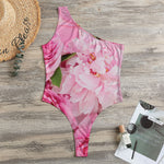 Peony And Rose Print One Shoulder Bodysuit