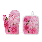 Peony And Rose Print Oven Mitt And Pot Holder Set