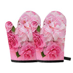 Peony And Rose Print Oven Mitts