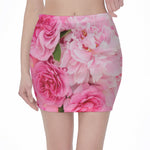 Peony And Rose Print Pencil Mini Skirt