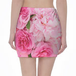 Peony And Rose Print Pencil Mini Skirt