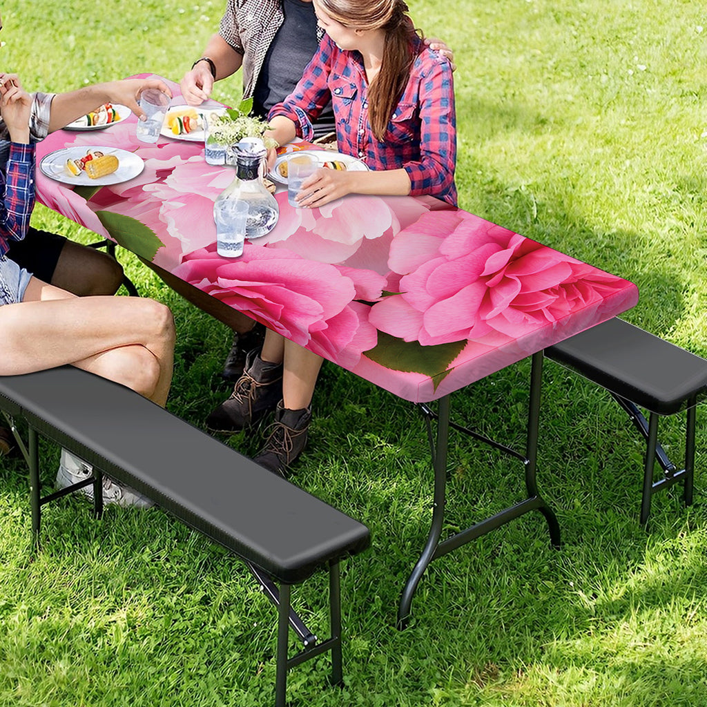 Peony And Rose Print Picnic Table Cover