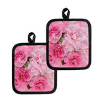 Peony And Rose Print Pot Holders