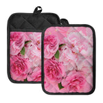 Peony And Rose Print Pot Holders With Pocket