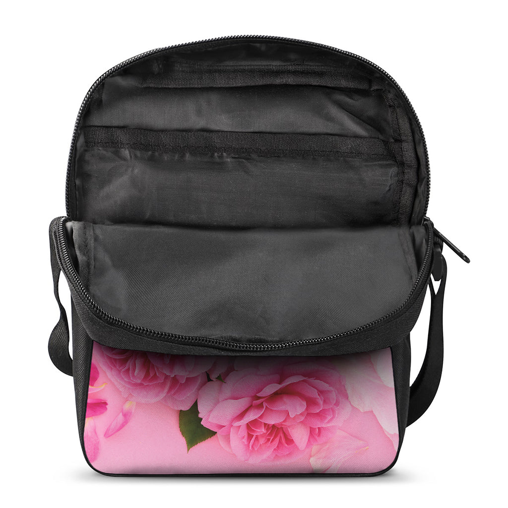 Peony And Rose Print Rectangular Crossbody Bag