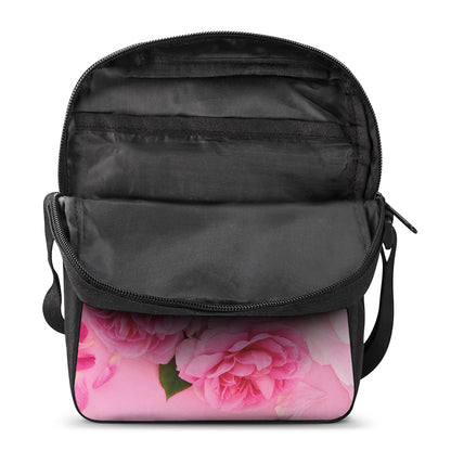 Peony And Rose Print Rectangular Crossbody Bag