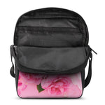 Peony And Rose Print Rectangular Crossbody Bag