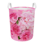 Peony And Rose Print Round Laundry Basket