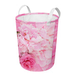 Peony And Rose Print Round Laundry Basket