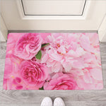 Peony And Rose Print Rubber Doormat