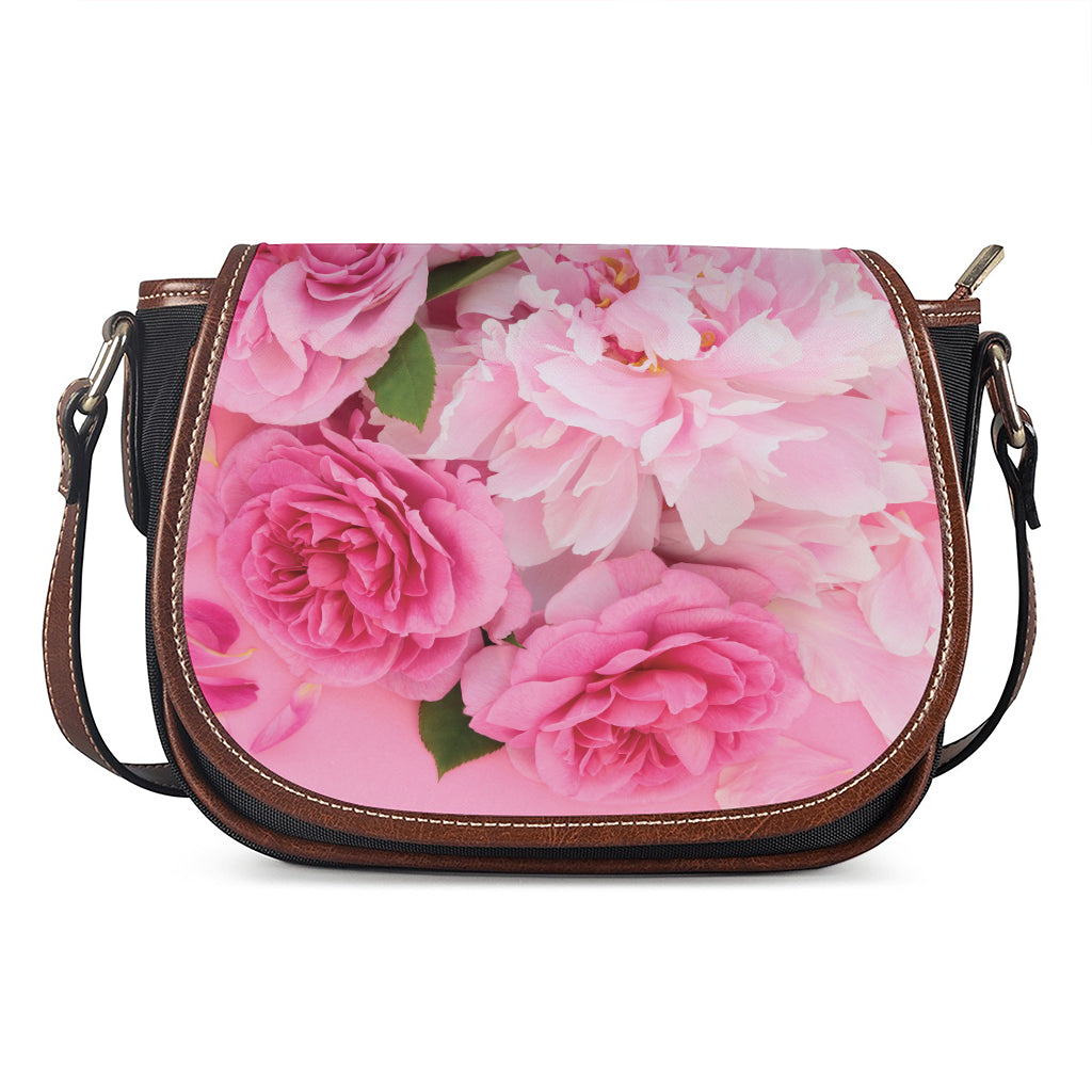 Peony And Rose Print Saddle Bag