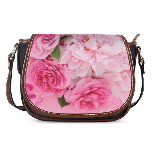 Peony And Rose Print Saddle Bag
