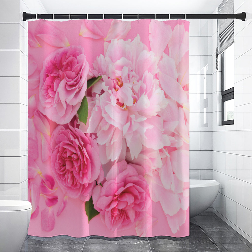 Peony And Rose Print Shower Curtain