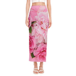 Peony And Rose Print Side Slit Maxi Skirt