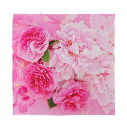 Peony And Rose Print Silk Bandana