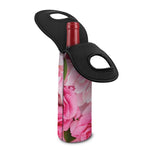 Peony And Rose Print Single Neoprene Wine Tote
