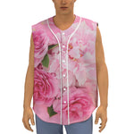 Peony And Rose Print Sleeveless Baseball Jersey