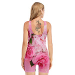 Peony And Rose Print Sleeveless One Piece Swimsuit