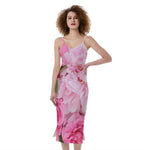 Peony And Rose Print Slim Fit Midi Cami Dress