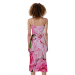 Peony And Rose Print Slim Fit Midi Cami Dress