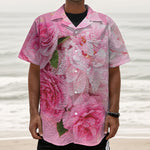 Peony And Rose Print Textured Short Sleeve Shirt