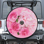 Peony And Rose Print Tire Cover With Camera Hole