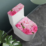 Peony And Rose Print Toilet Lid And Tank Cover Set