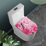 Peony And Rose Print Toilet Lid Cover