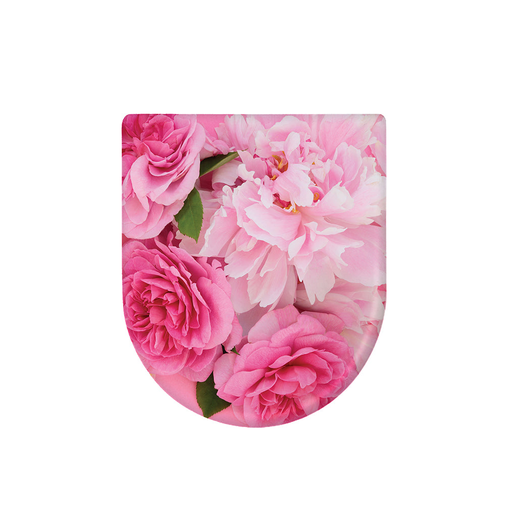 Peony And Rose Print Toilet Lid Cover