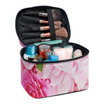 Peony And Rose Print Travel Makeup Bag