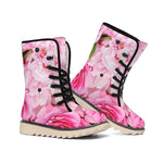 Peony And Rose Print Winter Boots