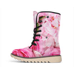 Peony And Rose Print Winter Boots