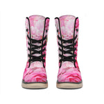 Peony And Rose Print Winter Boots