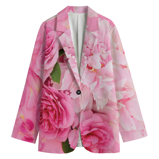 Peony And Rose Print Women's Blazer