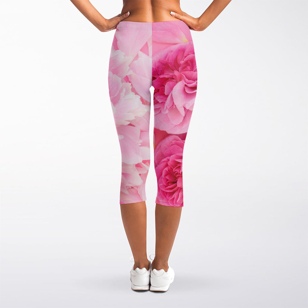 Peony And Rose Print Women's Capri Leggings