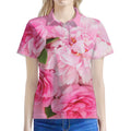 Peony And Rose Print Women's Polo Shirt
