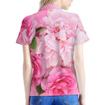 Peony And Rose Print Women's Polo Shirt