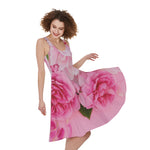 Peony And Rose Print Women's Sleeveless Dress