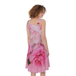 Peony And Rose Print Women's Sleeveless Dress