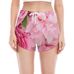 Peony And Rose Print Women's Split Running Shorts
