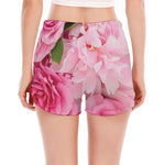 Peony And Rose Print Women's Split Running Shorts
