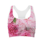 Peony And Rose Print Women's Sports Bra