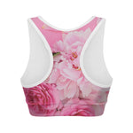 Peony And Rose Print Women's Sports Bra